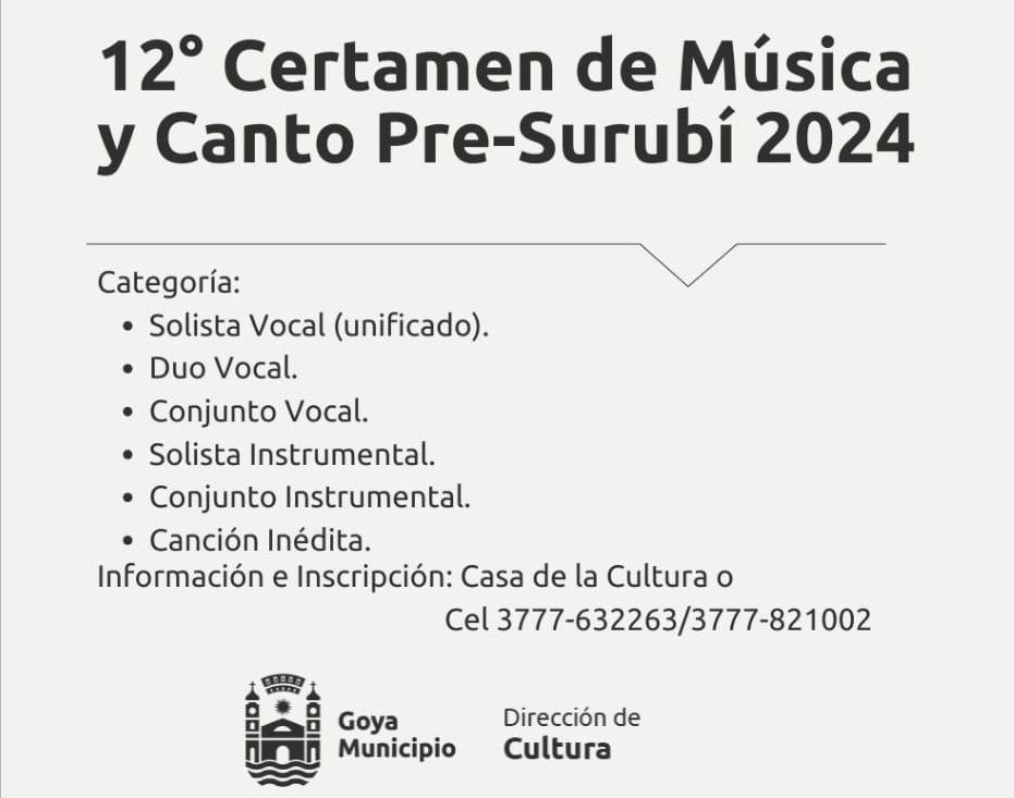 EL 12º CERTAMEN DE MÚSICA Y CANTO PRE SURUBÍ: UN ESCENARIO VIBRANTE PARA EL TALENTO MUSICAL Y CULTURAL