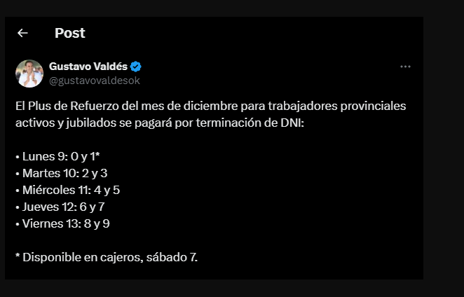 Plus de Refuerzo: Valdés comunicó los días de pago y Provincia vuelca otros $4.382 millones al mercado local