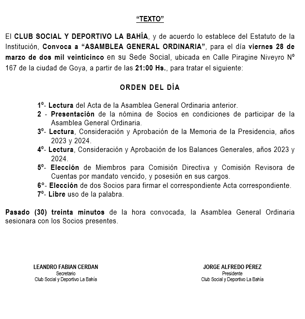 ASAMBLEA LA BAHIA
