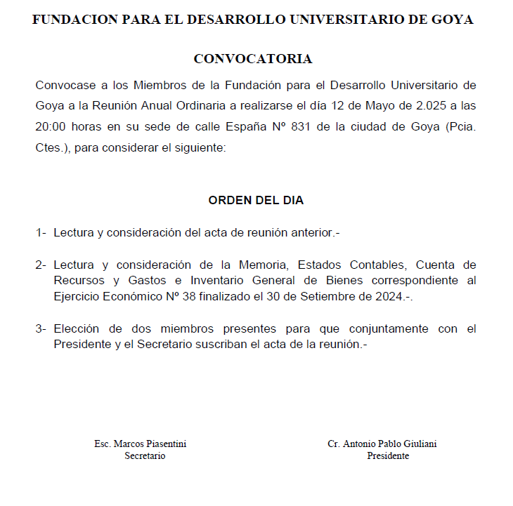 CONVOCATORIA DESARROLLO UNIVERSITARIO UN DIA
