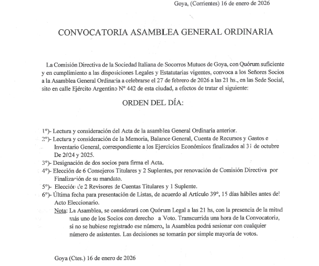 CONVOCATORIA SOCIEDA JUEVES VIERNES Y LUNES