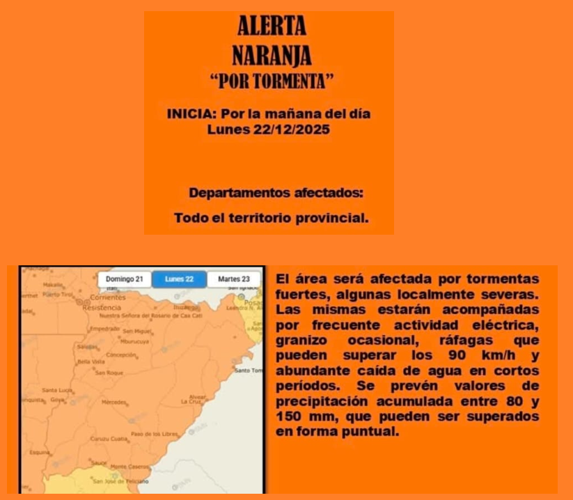 EL COE COMUNICÓ UN ALERTA NARANJA PARA TODA LA PROVINCIA