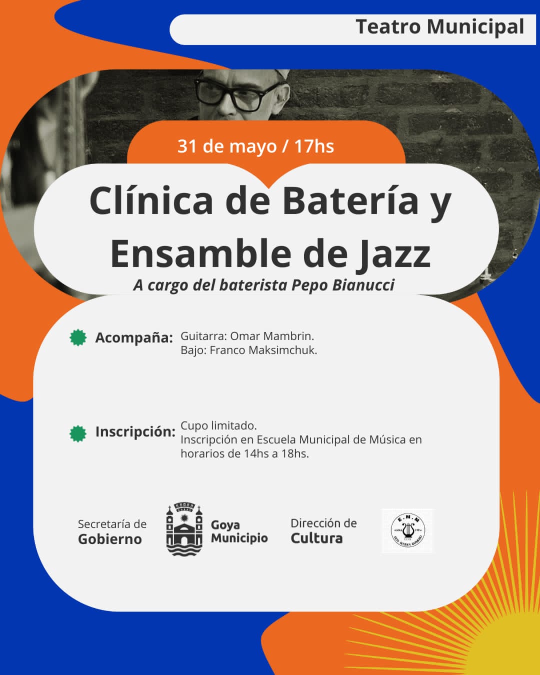 CLÍNICA DE BATERÍA Y ENSAMBLE DE JAZZ EN EL TEATRO MUNICIPAL