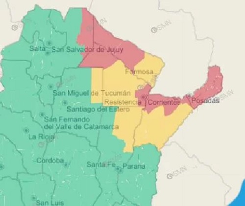 Cuáles son las once localidades de Corrientes en alerta roja por temperaturas extremas