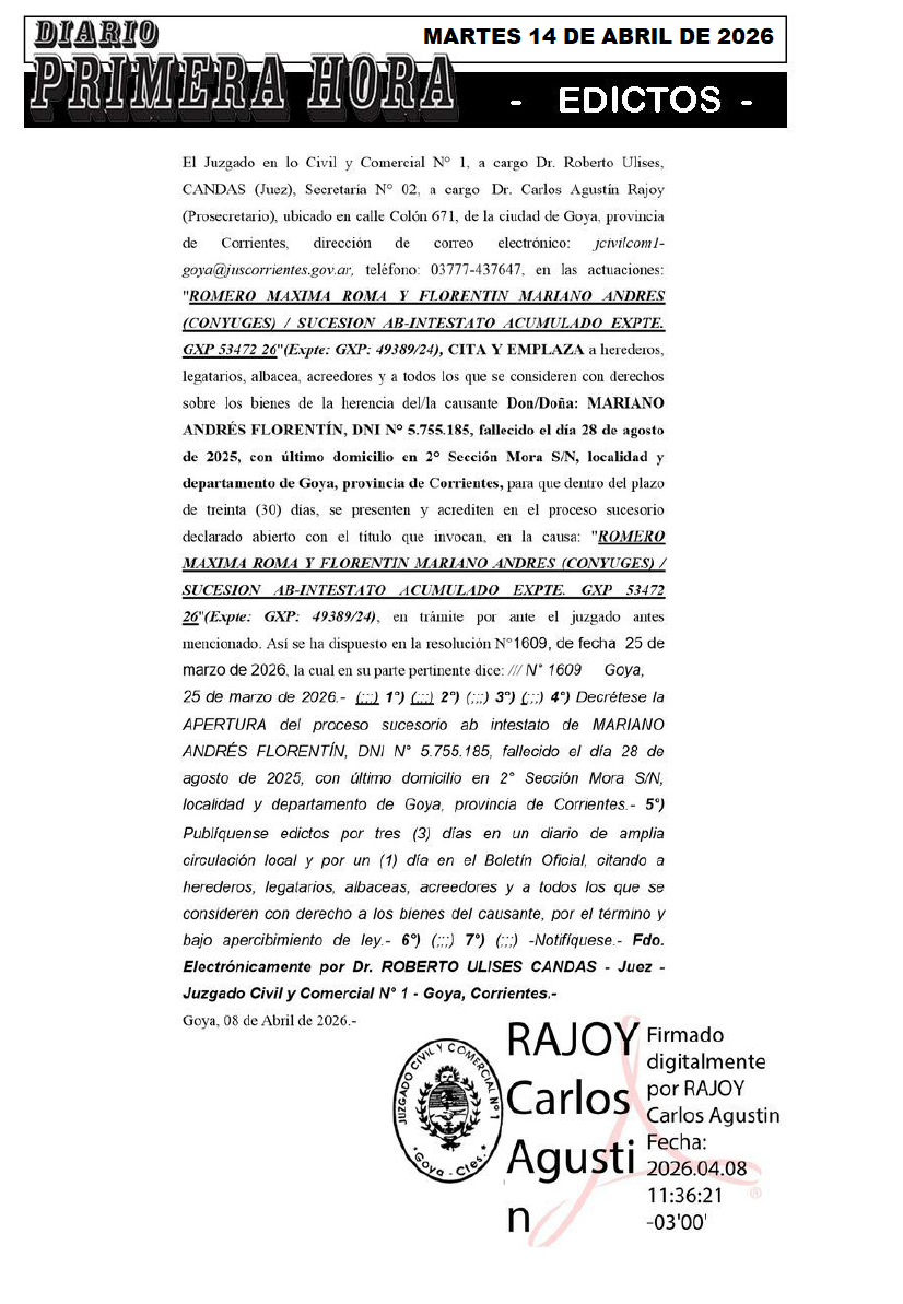 DE EDICTO DE ORTIZ DIA 1