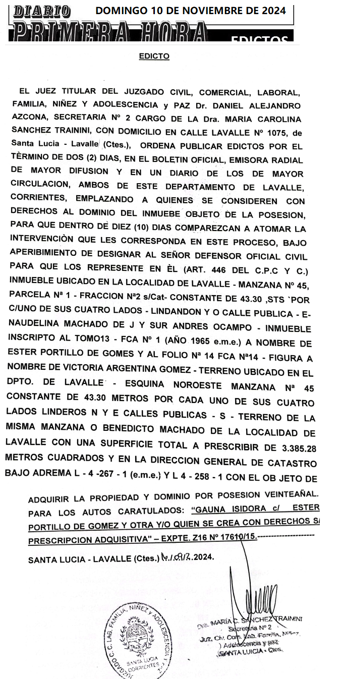 DOMINGO 10 DE NOVIEMBRE DE 2024 DIA 2 GABALDO