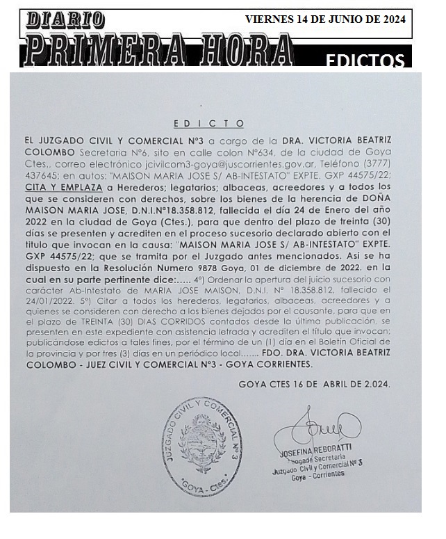 EDICTOS 14 DE JUNIO DE 2024