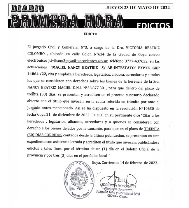 EDICTOS 23 DE MAYO DE 2024