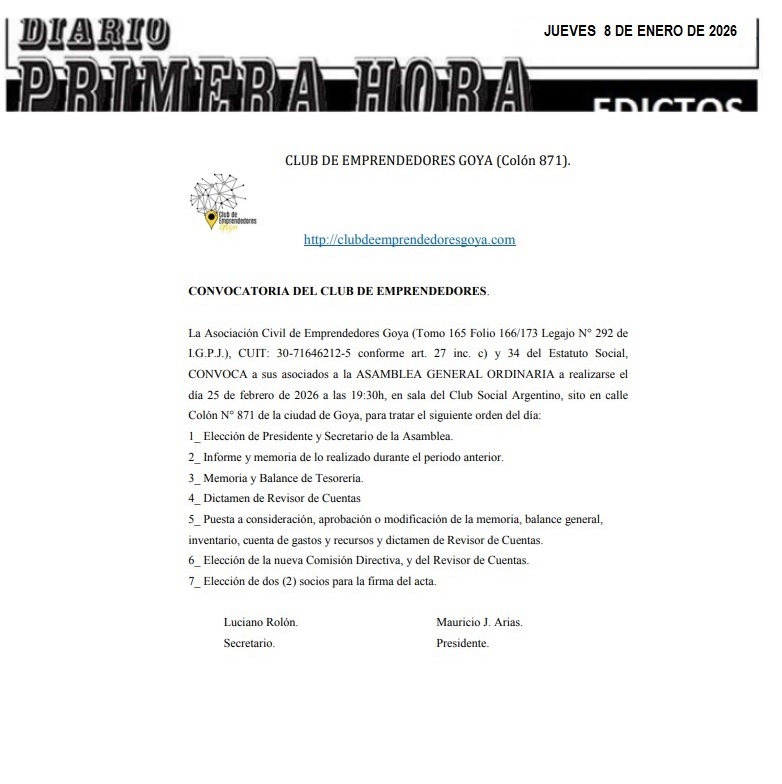 EDICTOS 8 DE ENERO JUEVES 2