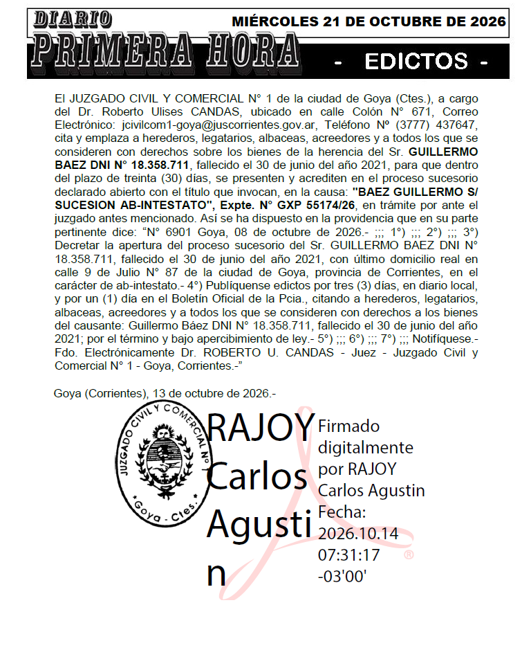 EDICTO AUGUSTO DURE DIA 3