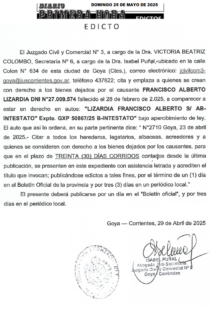 EDICTO BLANCA BRITO DIA 3
