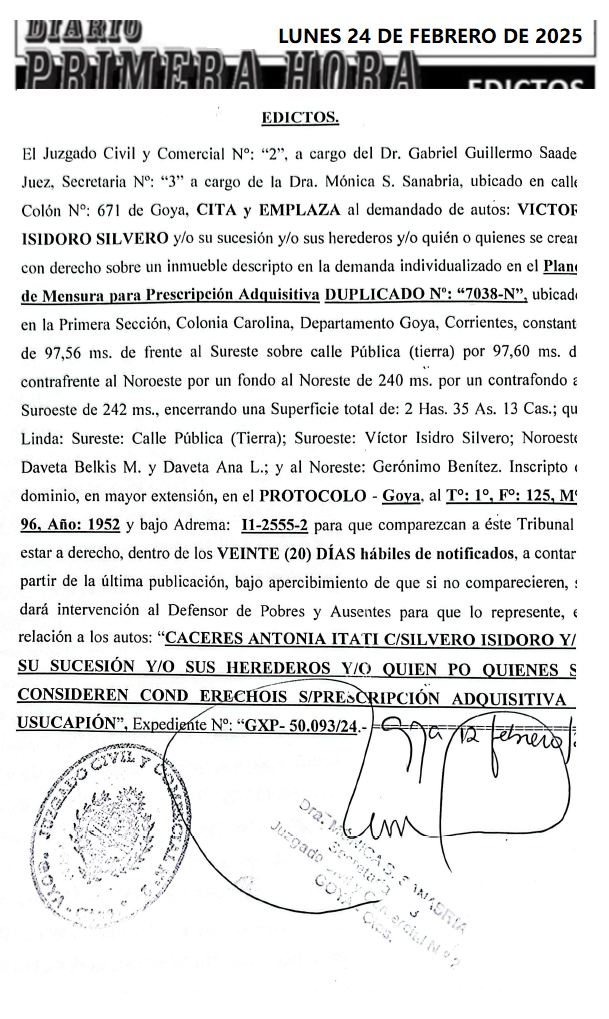 EDICTO CACERES DIA 1
