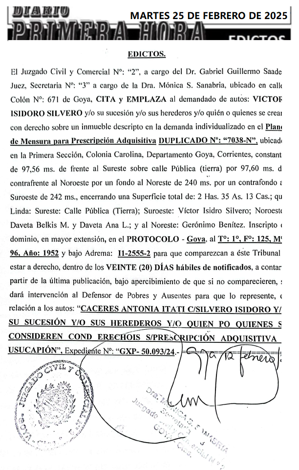 EDICTO CACERES DIA 2