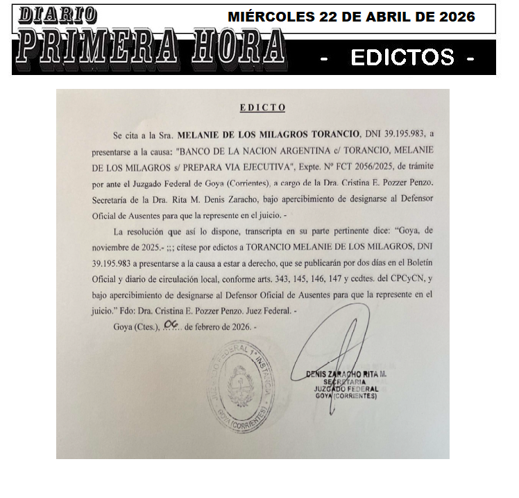 EDICTO DECOTTO DIA 1