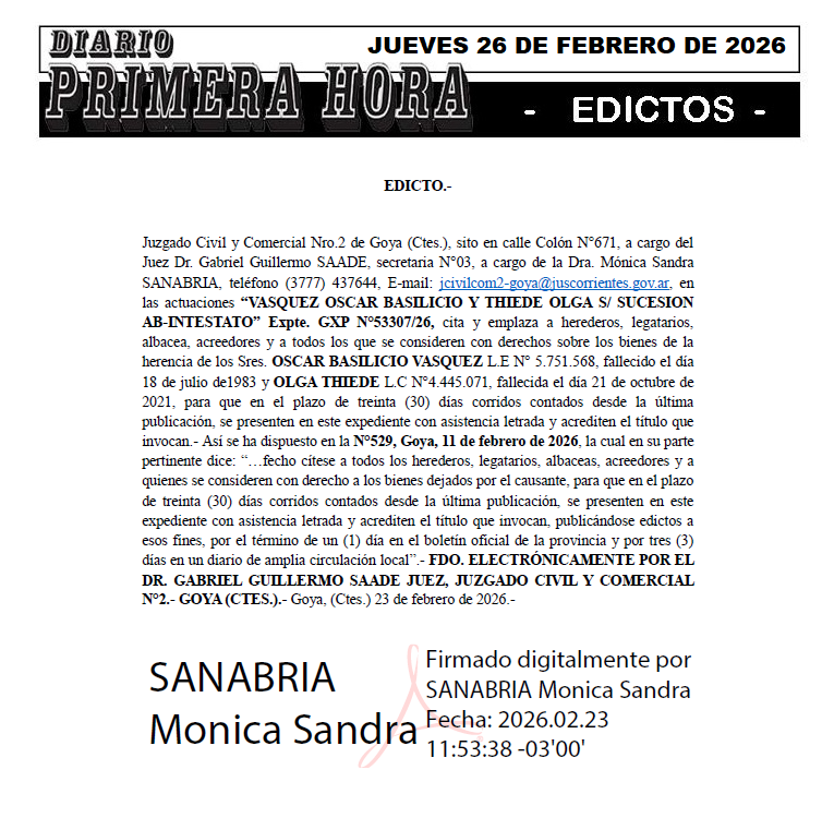 EDICTO DE diego ORTIZ DIA 1