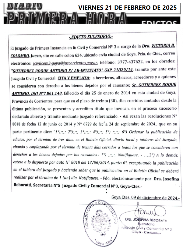 EDICTO DIA 1 FELIX SANTORO