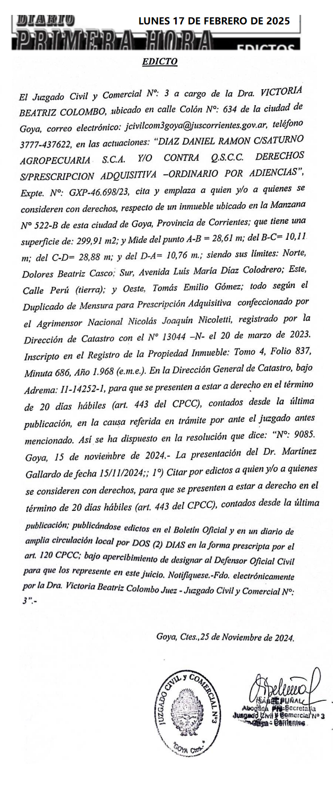 EDICTO DIA 1 FLORENCIA MARTINEZ