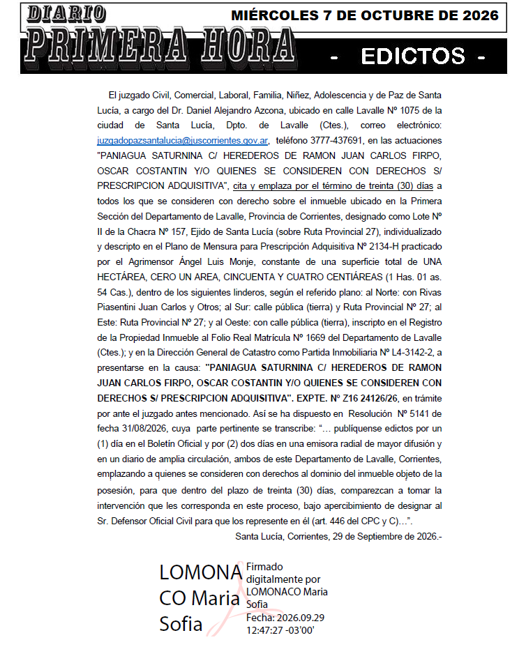 EDICTO DIA 2 CAMI SOSA