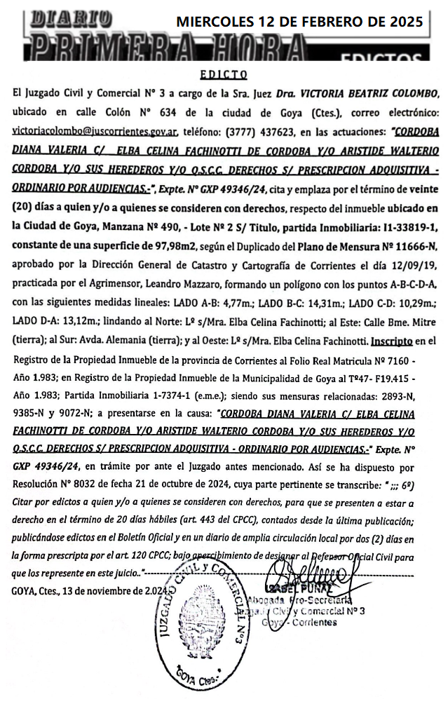 EDICTO DIA 2 DEPIAGGIO