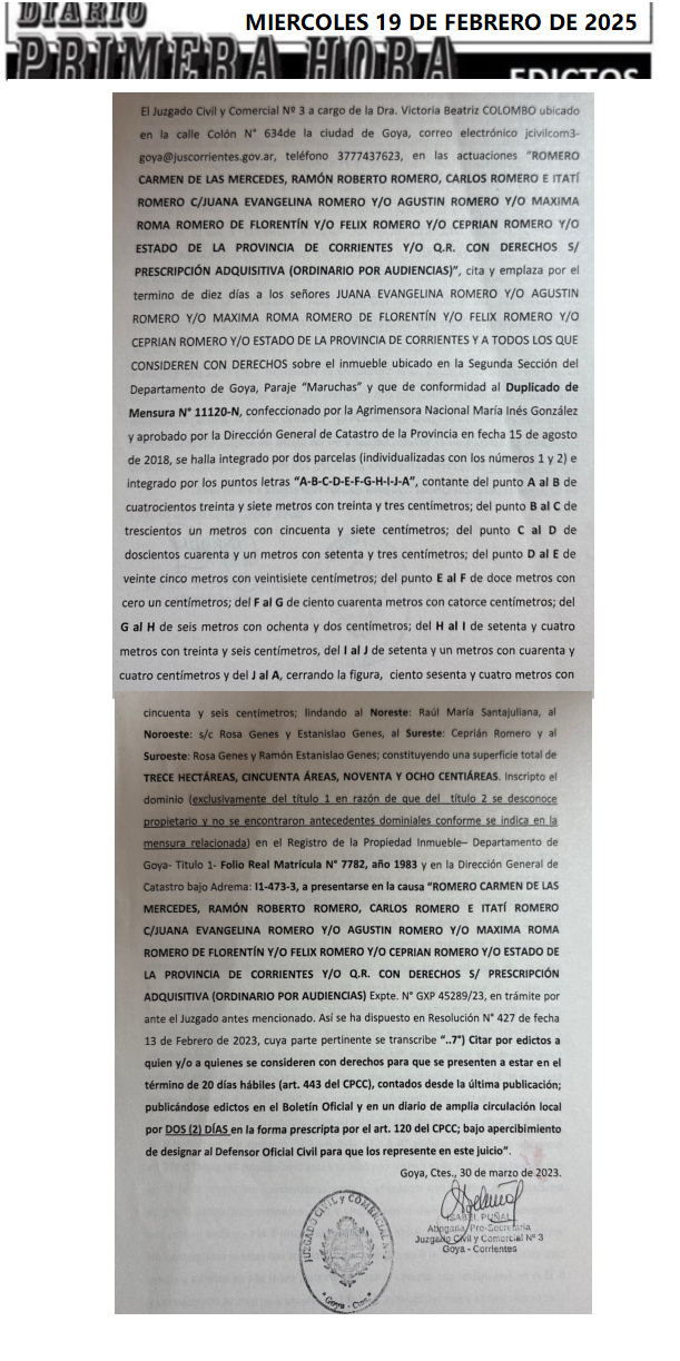 EDICTO DIA 2 ROMEROS