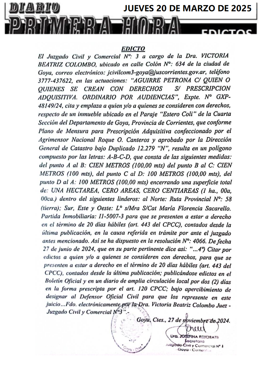 EDICTO DIA 3 COLOMBO