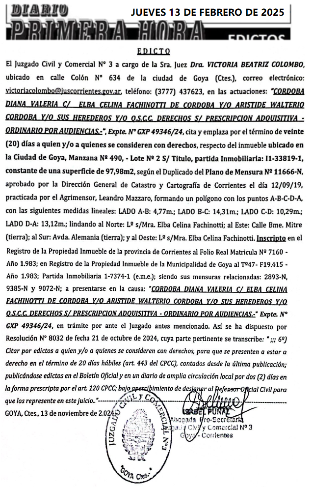 EDICTO DIA 3 DEPIAGGIO