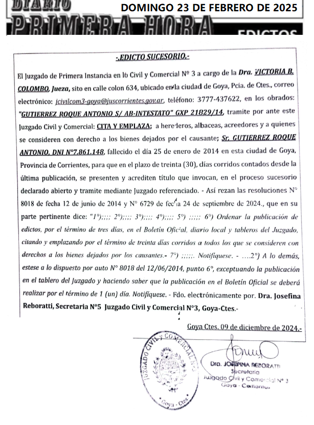 EDICTO DIA 3 SANTOROS