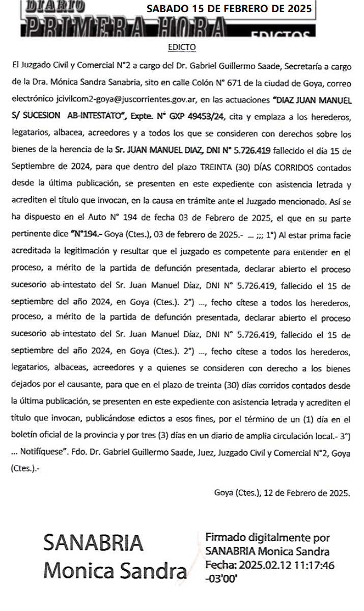 EDICTO MELI MIQUEO DIA 1
