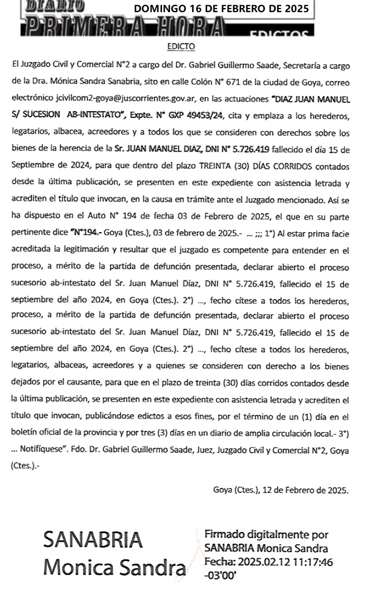 EDICTO MELI MIQUEO DIA 2