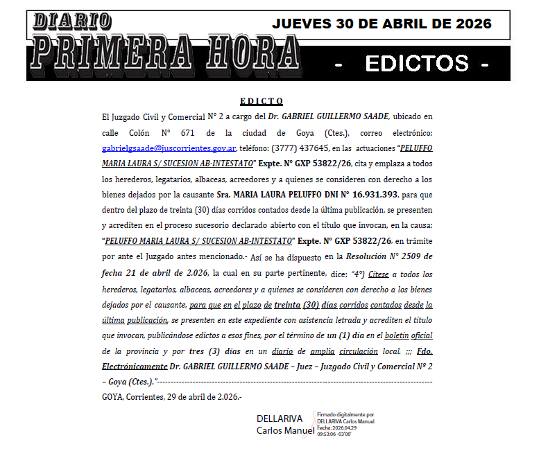 EDICTO PELUFFO DIA 1