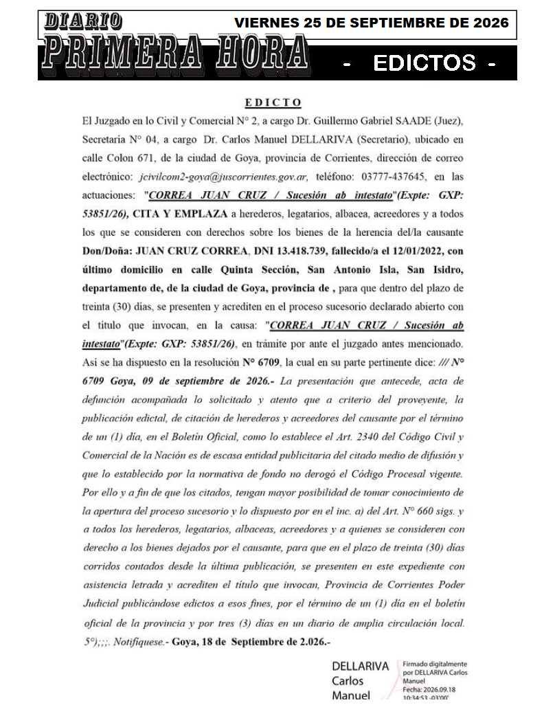EDICTO ROBERTO DIAZ DIA 3