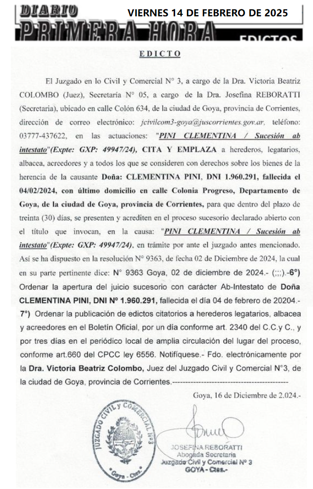 EDICTO ROBERTO ORTIZ DIA 1