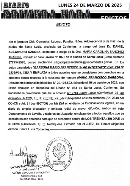 EDICTO SELENA DIA 1