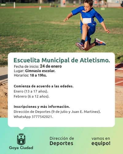 ESCUELITA MUNICIPAL DE ATLETISMO INICIA ACTIVIDADES EL 24 DE ENERO