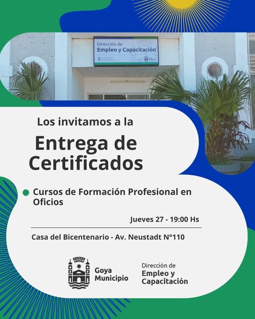 LA MUNICIPALIDAD HARÁ ENTREGA DE CERTIFICADOS CURSOS DE CAPACITACIÓN EN OFICIOS