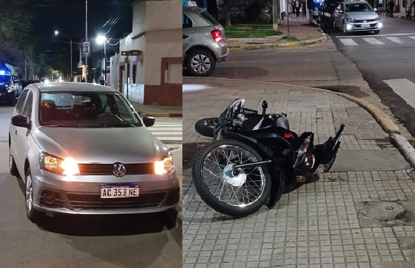 DOS PERSONAS HOSPITALIZADAS TRAS EL CHOQUE DE UN AUTO Y UNA MOTO EN CALLE COLÓN