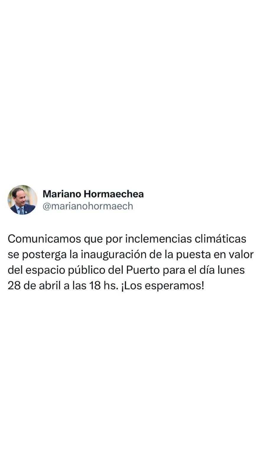 LA  Inauguración de las obras en la zona del puerto Goya Se postergo para mañana 