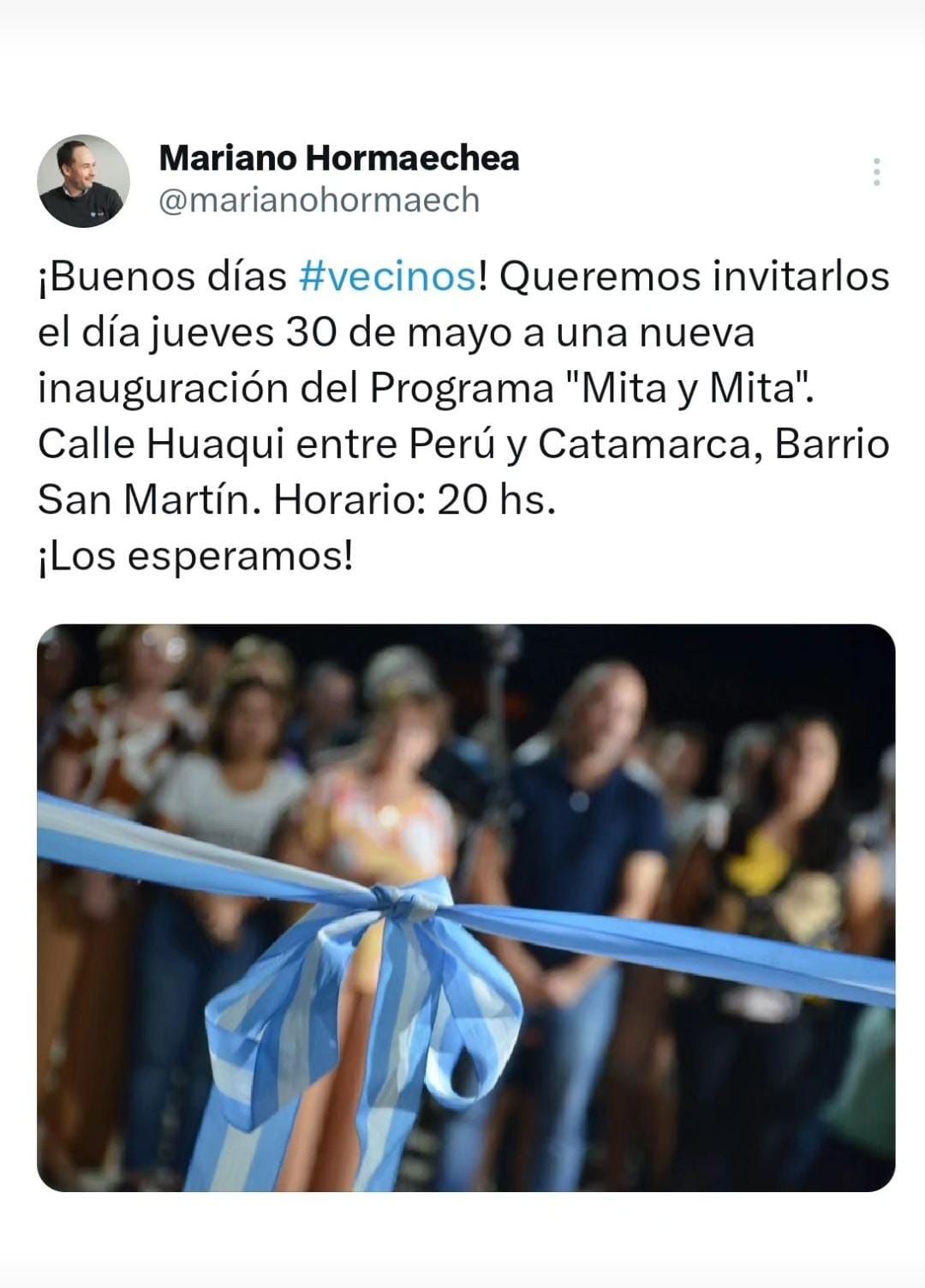 B° San Martín:  INAUGURACIÓN DE NUEVA OBRA PAVIMENTO DEL PROGRAMA "MITA Y MITA" 