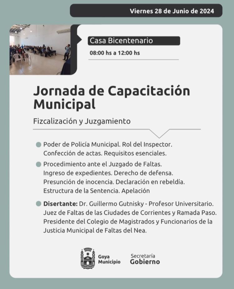 Este viernes: MUNICIPIO DE GOYA INVITA A LA JORNADA DE CAPACITACIÓN MUNICIPAL
