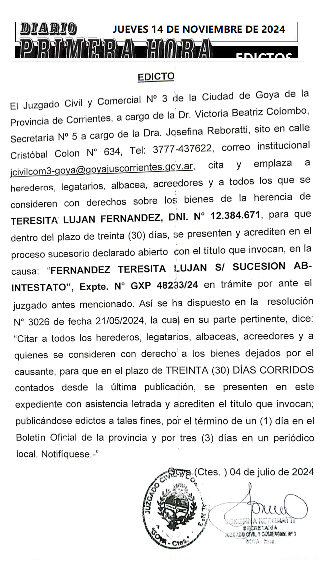 JUEVES 14 DE NOVIEMBRE DE 2024 Dia 1 valeria silva