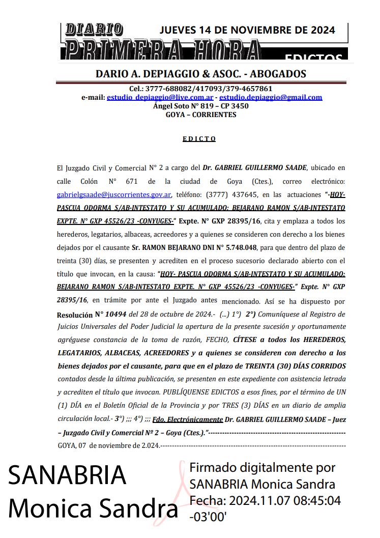 JUEVES 14 DE NOVIEMBRE DE 2024 Dia 3 depiaggio