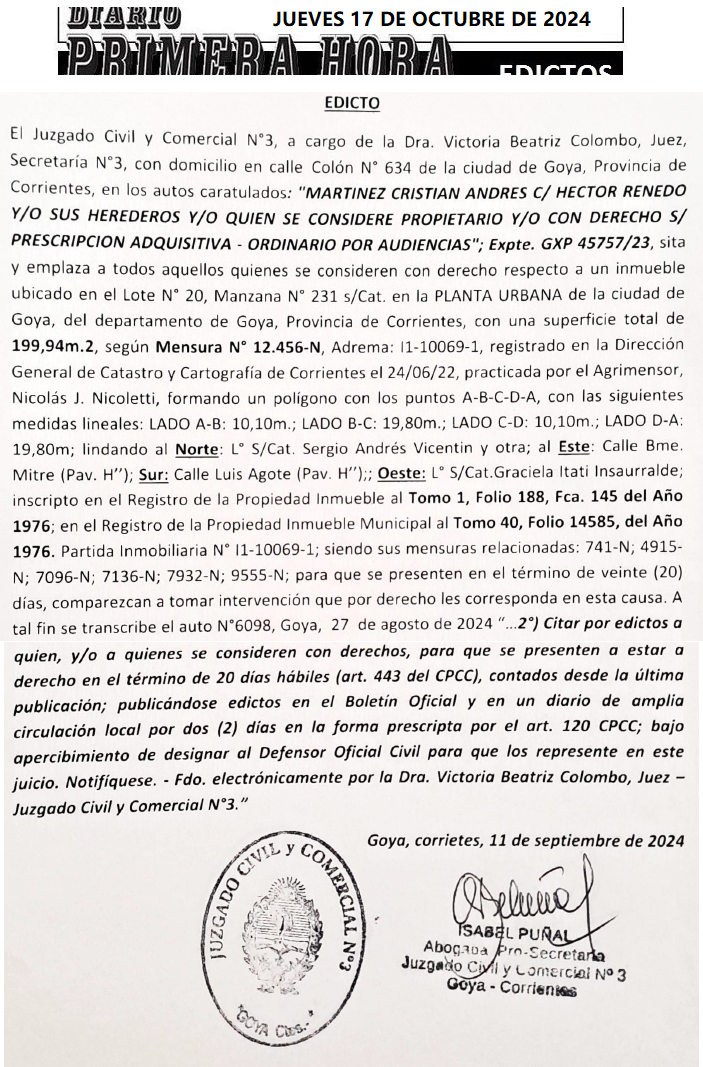 JUEVES 17 DE OCTUBRE DE 2024 Dia 1 mabel palavecino