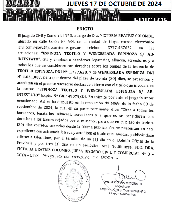 JUEVES 17 DE OCTUBRE DE 2024 Dia 2 nery pinat