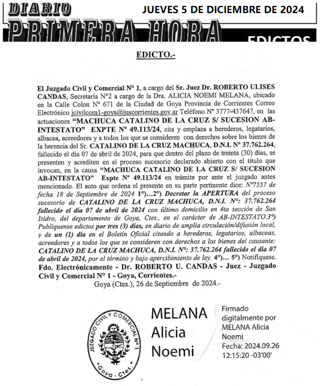 JUEVES 5 DE DICIEMBRE DE 2024 DIA 2 CARDOZO 2