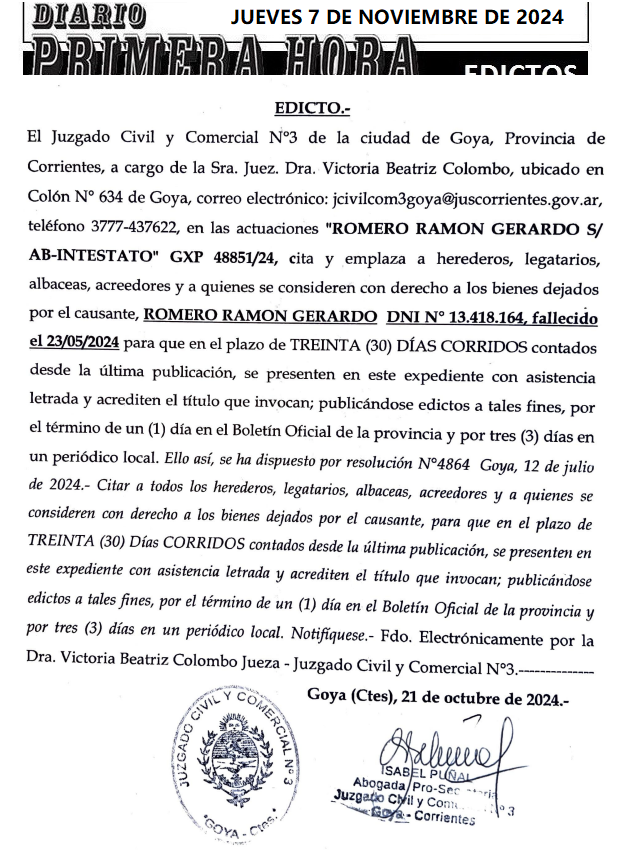JUEVES 7 DE NOVIEMBRE DE 2024 DIA 1 CELESTE COLDANI