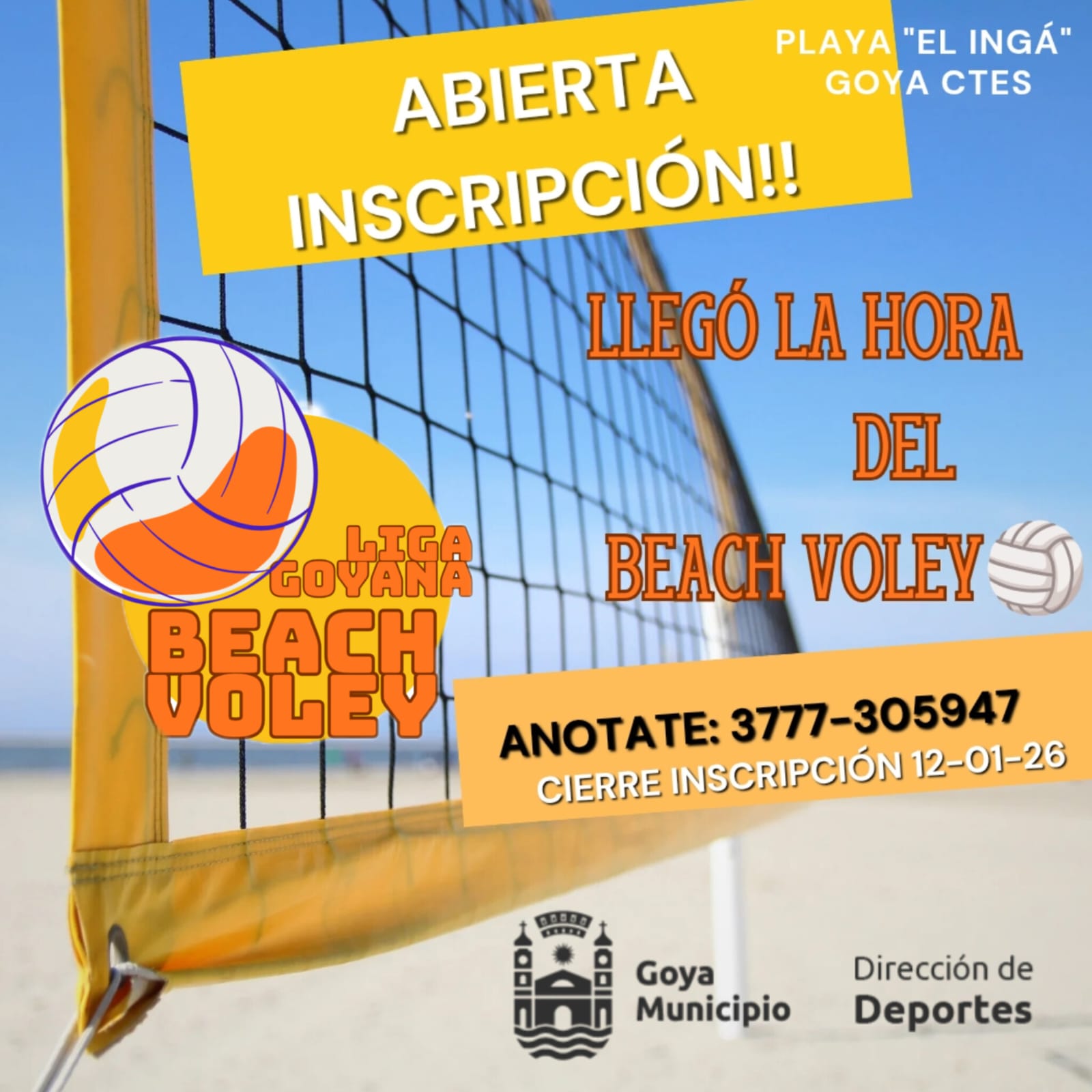 SE ENCUENTRA ABIERTA LA INSCRIPCIÓN AL TORNEO DE BEACH VÓLEY