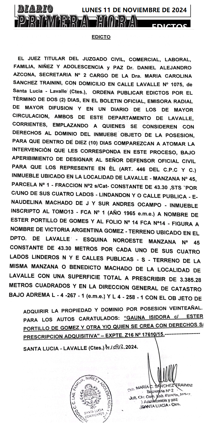 LUNES 11 DE NOVIEMBRE DE 2024 DIA 3 GABALDO