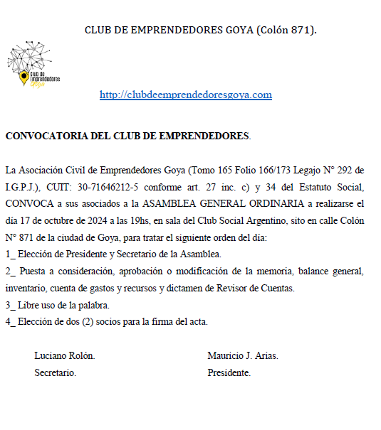 LUNES 16 DE SEPTIEMBRE DE 2024 Dia 1 CLUB DE EMPRENDEDORES