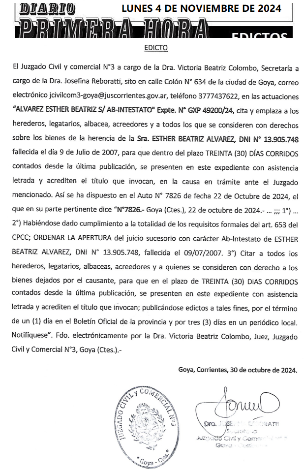 LUNES 4 DE NOVIEMBRE DE 2024 Dia 1 MELISA MIQUEO