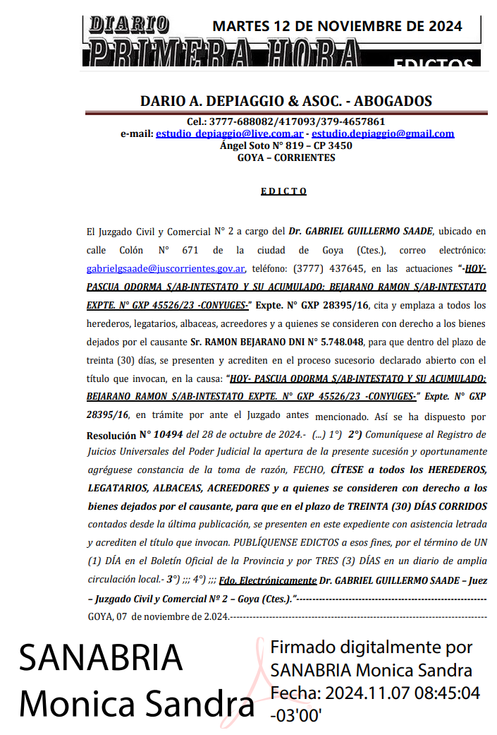 MARTES 12 DE NOVIEMBRE DE 2024 Dia 1 depiaggio